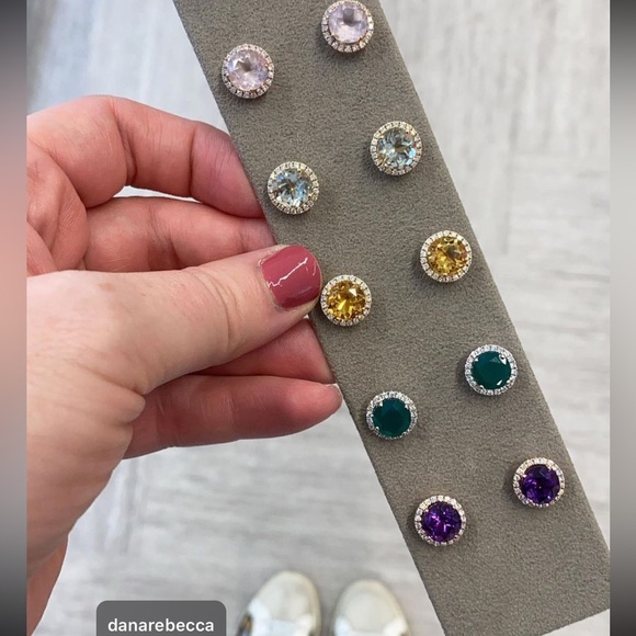 Dana Rebecca Designs Anna Beth Gemstone and Diamond Stud Earrings in Yellow Gold - Picture 11 of 11